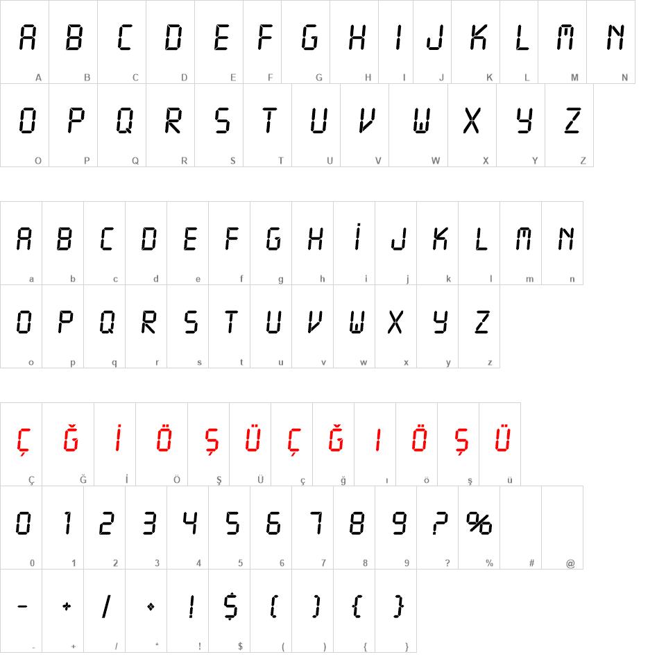 TR LCD font